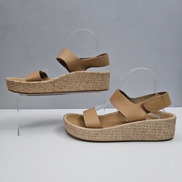 Pedro Garcia Lacey Flatform Sandal Women EU 41 Tan Beige Leather Raffia Platform - Picture 2 of 16
